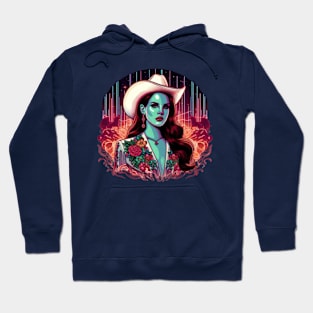 Neon Cowgirl Dreams: Lana Del Rey in Psychedelic Desert Nights Hoodie